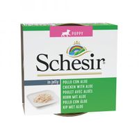 Schesir Puppy kip met aloë (jelly) natvoer hond (blikjes 150 g) 4 trays (40 x 150 g)