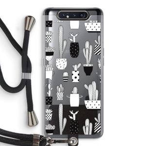 Cactusmotief: Samsung Galaxy A80 Transparant Hoesje met koord
