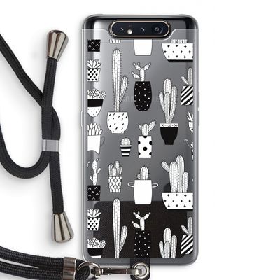 Cactusmotief: Samsung Galaxy A80 Transparant Hoesje met koord