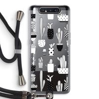 Cactusmotief: Samsung Galaxy A80 Transparant Hoesje met koord