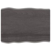 Tafelblad natuurlijke rand 80x60x6 cm eikenhout donkerbruin - thumbnail