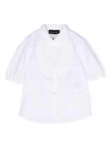 Emporio Armani Kids chemise en coton à plastron contrastant - Blanc