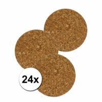 Glazen onderzetters van kurk - rond - 24x stuks - dia 9,5 cm x 3 mm Glazen onderzetters van kurk - rond - 24x stuks - dia 9,5 cm x 3 mm