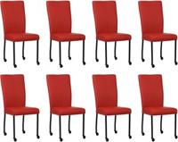 Set van 8 Rode leren moderne eetkamerstoelen Deal - poot vierkant zwart met wiel - Toledo Leer Ducati (rood leer)