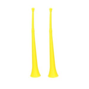 2x stuks gele vuvuzela grote blaastoeter 48 cm