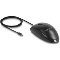 Delock 12114 Muis USB Optisch Zwart 3 Toetsen 1200 dpi