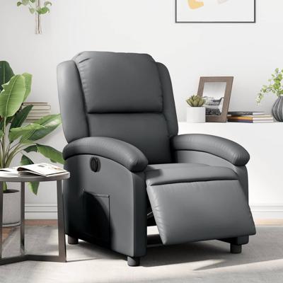 Fauteuil verstelbaar elektrisch kunstleer grijs