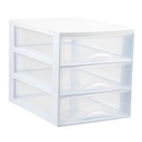 Ladekastje bureau organizer - 3 lades - wit/transparant - L26 x B35 x H27 cm - kunststof Ladekastje bureau organizer - 3 lades - wit/transparant - L26 x B35 x H27 cm - kunststof
