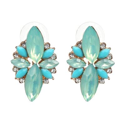 Vijf-blad Petal Crystal Oorbellen roze diamanten oorbellen eenvoudige sieraden (licht groen)