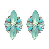Vijf-blad Petal Crystal Oorbellen roze diamanten oorbellen eenvoudige sieraden (licht groen)