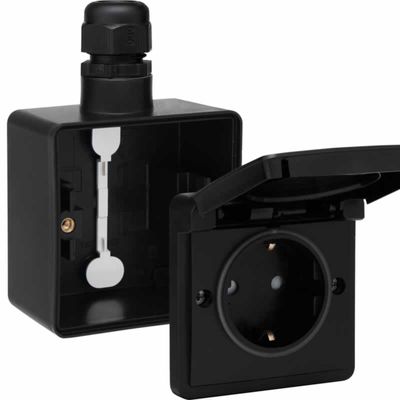 Niko Hydro waterdicht stopcontact 1-voudig zwart