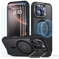 iPhone 16 Pro Classic Hybrid with Stash Stand Protection Bundle - Frosted Black