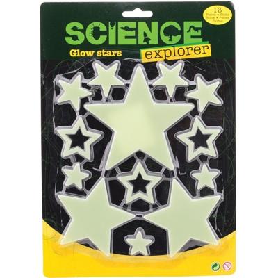 Glow in the Dark sterren - 13x stuks - plafond en muur - Heelal stickers