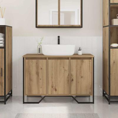 Badkamer Wasbak Kast Ambachtelijk Eiken 91x35x60 cm Gefabriceerd Hout