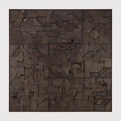 Ethnicraft Wandpaneel 'Bricks' Teakhout, 100 x 100cm, kleur Donkerbruin