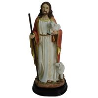Jezus beeldje met lammetjes 20 cm   -