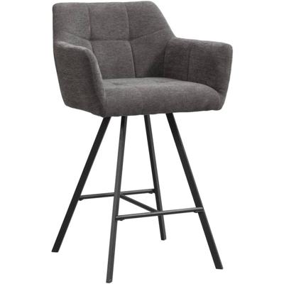 Leen Bakker - Barkruk Clint - Antraciet - Stof/Staal - Grijs - 60x58.5x97 Cm