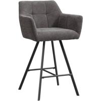 Leen Bakker - Barkruk Clint - Antraciet - Stof/Staal - Grijs - 60x58.5x97 Cm