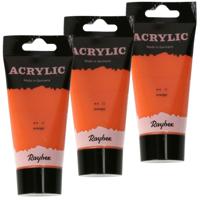 Acrylverf/hobbyverf op waterbasis - 3x - oranje - 75 ml - Schilderen/knutselen