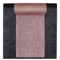 Feest tafelkleed met glitter loper op rol - zwart/rose goud - 10 meter - Feesttafelkleden - thumbnail