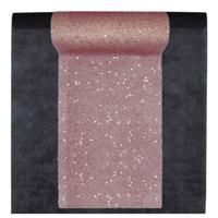 Feest tafelkleed met glitter loper op rol - zwart/rose goud - 10 meter - Feesttafelkleden