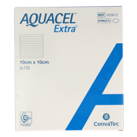Aquacel Extra verband hydrofiber + versterking10 x 10cm 10 Stuks