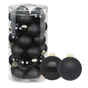 72x stuks glazen kerstballen zwart 4 cm glans en mat