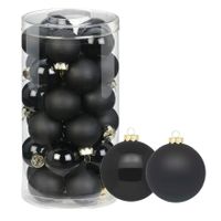 72x stuks glazen kerstballen zwart 4 cm glans en mat - thumbnail