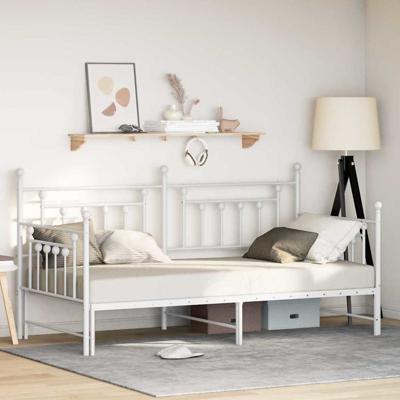 Bedframe voor een daybed met hoofdeinde Wit 100 x 190 cm Staal