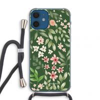 Botanical green sweet flower heaven: iPhone 12 mini Transparant Hoesje met koord