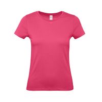 Set van 2x stuks fuchsia roze basic t-shirts met ronde hals voor dames van katoen, maat: XL (42)