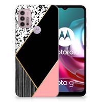 Motorola Moto G30 | G10 TPU Hoesje Zwart Roze Vormen - thumbnail