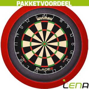 Winmau Blade 6 + Lena Dartbord Verlichting Basic Rood