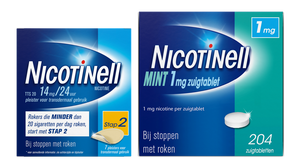 Nicotinell Combineer Pleister 14 mg (7st) en Zuigtablet Mint 1 mg (204st) -