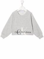 Calvin Klein Kids sweat crop à logo imprimé - Gris - thumbnail