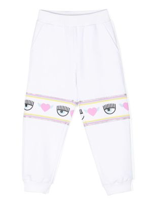 Chiara Ferragni Kids pantalon de jogging Maxi Logomania - Blanc