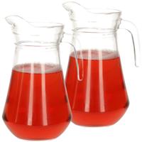 Bellatio Decorations Schenkkan - Set van 2x stuks - Limonade - karaf - van glas - 1,6 liter - 24 x 1