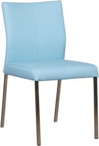 Lichtblauwe leren moderne eetkamerstoel Basic - poot vierkant rvs - Toledo Leer Sky Blue (lichtblauw leer)