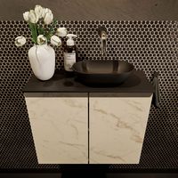 Mondiaz Fowy toiletmeubel 60cm Carrara met blad en waskom urban rechts zonder kraangat
