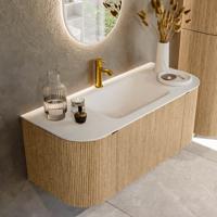 Badmeubel Mondiaz Kurve | 110 cm | Meubelkleur Oak | Wastafelkleur Talc | Midden spoelbak | 1 kraangat