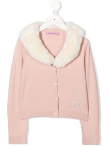 Miss Blumarine cardigan bordé de fourrure artificielle - Rose