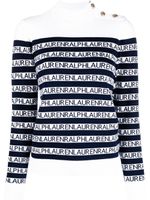 Lauren Ralph Lauren pull rayé à col montant - Blanc