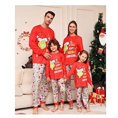 Familie-look Kerstmis Pyjama Ruitjes School Rood Lange mouw Mama En Ik Outfits Actief Bijpassende outfits miniinthebox