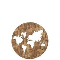 J-Line wanddecoratie Wereldkaart - hout - bruin