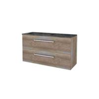 Basic-Line Start 46 Badkamermeubelset - 120 x 46 cm - Met Grepen - 2 Lades - Hardstenen Wastafel - Zonder Kraangat - Scotch Oak