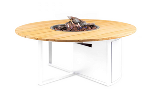 Cosiloft 120 rond wit/teak 120x120x50 cm