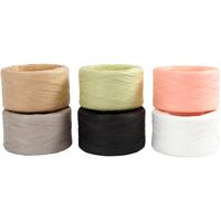 Creativ Company Papier raffia garen, b: 7-8 mm, diverse kleuren, 6x100 m/ 1 doos
