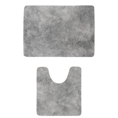 Tendance badkamer matten set Calm Concrete - toiletmat/badmat lang - microfiber - antislip