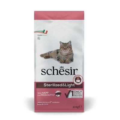 SCHESIR Adult Sterilized & Light with ham - droog kattenvoer - 10kg