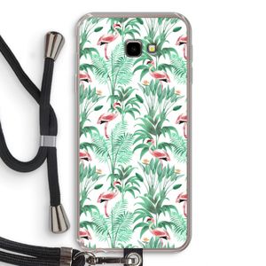 Flamingo bladeren: Samsung Galaxy J4 Plus Transparant Hoesje met koord